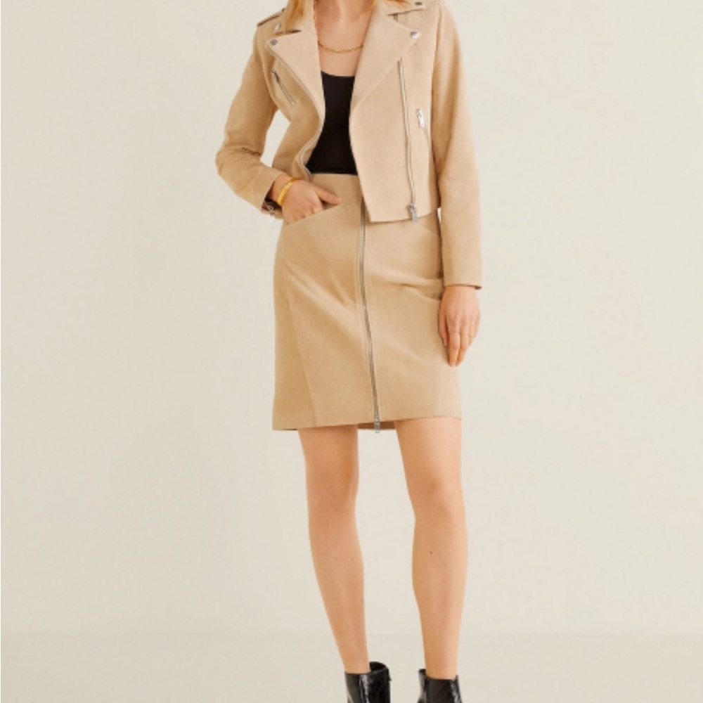Mango leather zipper skirt